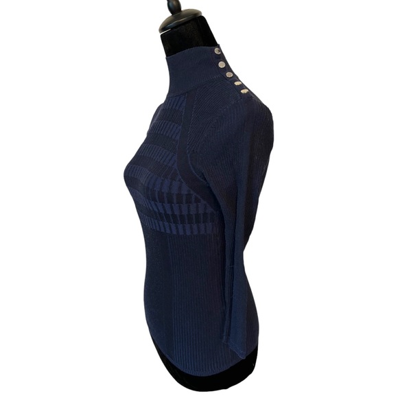 Karen Millen Blue Stripe 3/4 Sleeve Sweater Size 2 - Picture 6 of 8